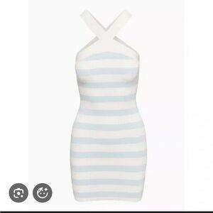Aritzia stripped halter dress